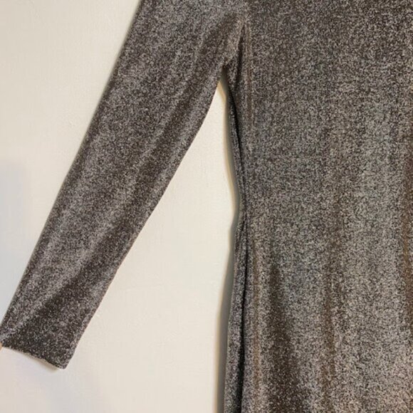 Tahari Metallic Bronze Long-sleeve Women's Ruched Mini Dress Size S NWT - Picture 5 of 12